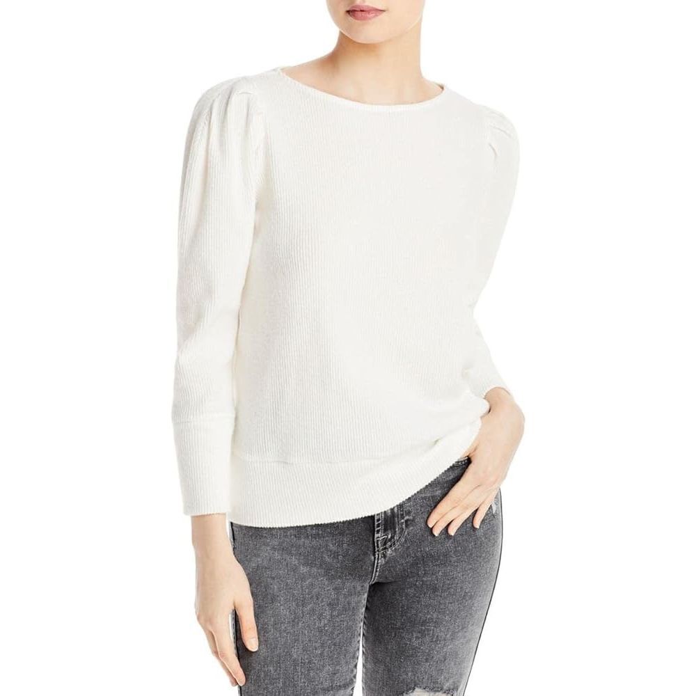 ✨Karl Lagerfeld Paris Womens Knit Ribbed Crewneck Sz Large Sweater White✨
